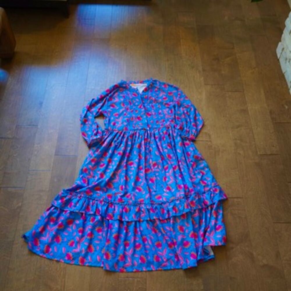 Briton Court Lotus Midi Long Sleeve Maxi Dress Womens L Navagio Bay